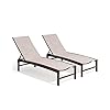 Crestlive products aluminum adjustable chaise lounge chair outdoor five position recliner curved design all weather for patio beach yard pool 2pcs beige  urban country home decor
