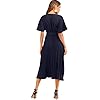Milumia Women's Elegant Belted Pleated Flounce Sleeve Long Dress Navy Blue Large