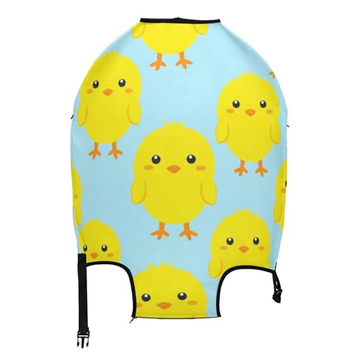 Joisal Luggage Protector Suitcase Cover Cute Baggage Prints Travel Luggage Accessories Cute Yellow Chick Blue, L, Fits 26-28 Inch Case2