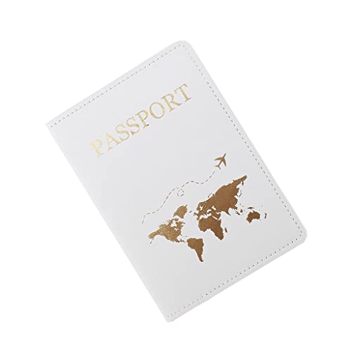 Pu Leather Travel Passport Wallet Holder, Document Organiser Case, Credit Card Holders for Men Women, Tickets, ID Card, Credit Cards, Currency, White