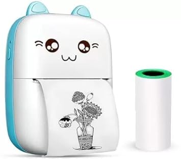 RK RETAILER Pink & Black Mini Bluetooth Thermal Printer, Portable Label Inkfree Printer Thermal Printer Portable Thermal Printer