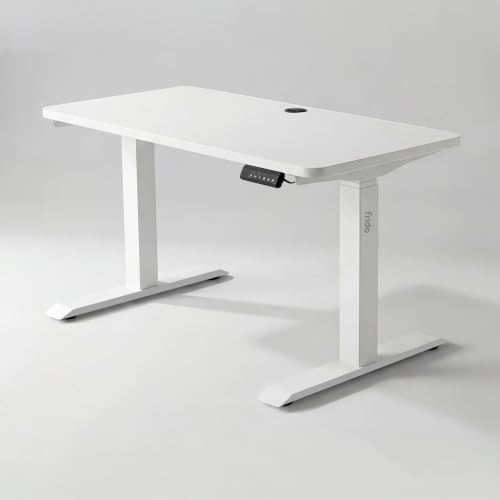 Image of Frido ErgoLuxe Electric Standing Desk, Height Adjustable Sit Stand Desk with Dual Motor, 3 Programmable Height Button & 120kg Capacity, Workstation for Home Office, Study, Gaming | Wide- White