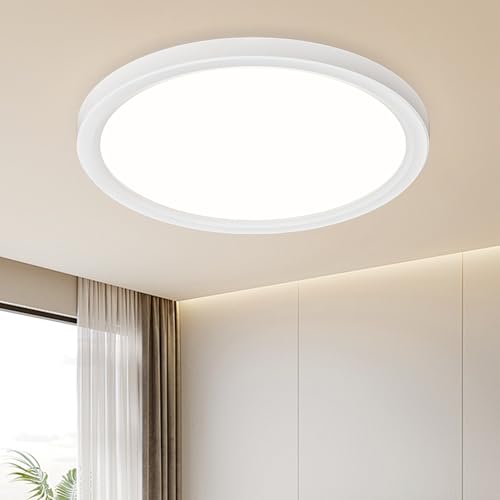 Birnetek® Lampara Techo 18W, Plafon Led Techo 1800LM, 4000K, IP44 Impermeable, Moderno Y Sencillo, Delgada Lámpara de Techo para Sala de Estar, Baño, Dormitorio, Cocina 220 * 21mm