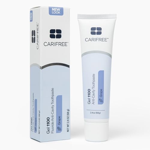 Image of CariFree Gel 1100, Grape Flavored, Anti-Cavity Fluoride Toothpaste with Nano Hydroxyapatite for pH Neutralization, Enamel Protection, Dentist Recommended, Made in The USA (2.4 Ounce, Pack of 2)