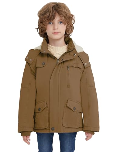 WenVen Boy's Winter Thicken Cotton Coat Heavy Sherpa Lined Hooded Parka Jacket3