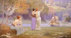 Peinture à l'huile de Maurice Chabas Return to Cythera tableau sur toile 20x24