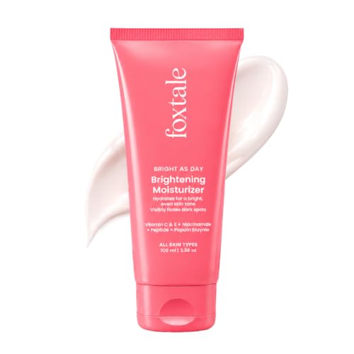 Foxtale Lightweight Brightening Face Moisturiser with Vitamin C & Niacinamide |Brightens & Evens Skin Tone, Fades Dark Spots & Deeply Hydrates | For Normal to Dry Skin | For Men & Women | 100 ml