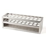 Okulab Test Tube Rack, 30 Holes Stainless Steel Test Tube Rack, with Extended Edges Providing Handles, Suitable for Tubes of Dia.≤18mm, Round Holes Test Tube Holder, for Classroom, Lab, TTRS30A1