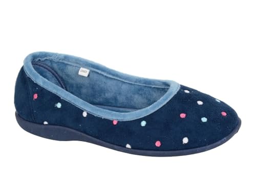 Sleepers Womens Isla Memory Foam Dotted Ballerina Slippers Blue/Turquoise 3 UK