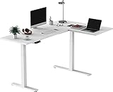 FLEXISPOT E1L Winkelschreibtisch Eckschreibtisch elektrisch höhenverstellbar Bürotisch mit 2 Motoren (160x100 cm, Weiß)