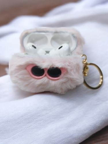 Image of SE HUB Airpods Pro 2 Case Cover Keychain for 2Nd Generation Fur Eye Design Shock Proof 360-degree Protection Case Cover Soft Skin Silicone Compatible 3D Design Headphones Case (Instagram)- Pink