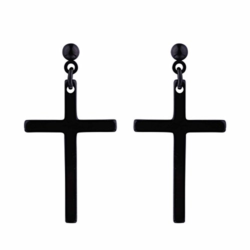 Weilydf 3 Pairs Stainless Steel Earrings Cross Dangle Studs Earrings Piercing Jewelry For Men And Women (Silver+Black+Gold) #TOP3