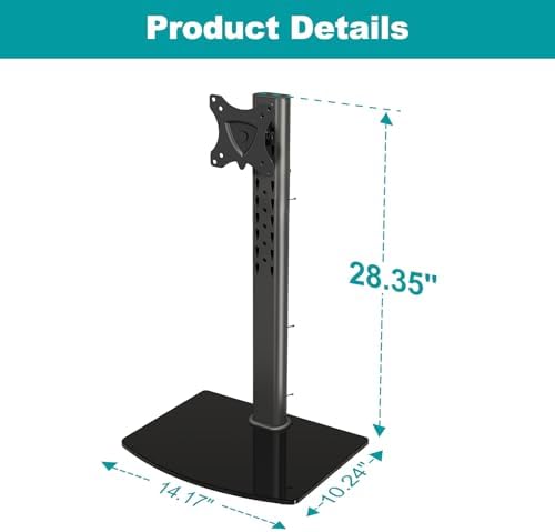 MOUNT PRO Vertical Single Monitor Stand for Max 42 Inch/26.4lbs Ultrawide Screen, Freestanding Desk Mount With Swivel, Tilt, Rotation, 28.35 Inch Tall, VESA 75x75/100x100