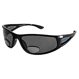 BlueWater Polarized Plus 2.5 Magnification Bifocal 3 Sunglasses, Gloss Black Frame, Gray Lenses