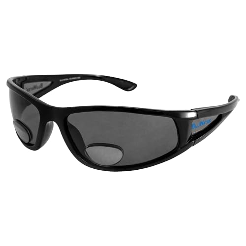 BluWater Polarized +3.0 Magnification Bifocal 3 Sunglasses, Gloss Black Frame, Gray Lenses