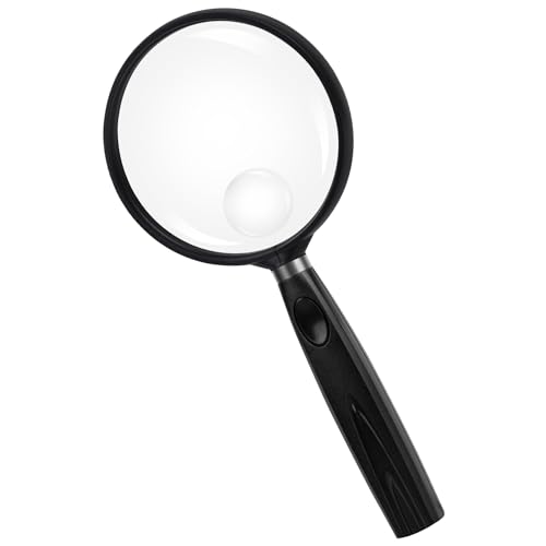 Image of Feosky Handheld Reading Magnifier, 10X Magnifier, 75mm Shatterproof Lens, Non-Slip Handle for Adults Close Work, Seniors Reading and Nature Exploration, Hobby Observation (Black)