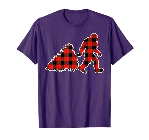 Red Buffalo Plaid Pajama Bigfoot Christmas T-Shirt