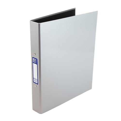 Oxford Premium A4 Ring Binder, Silver Single Folder, 25mm Capacity, Laminated Paper on Board
