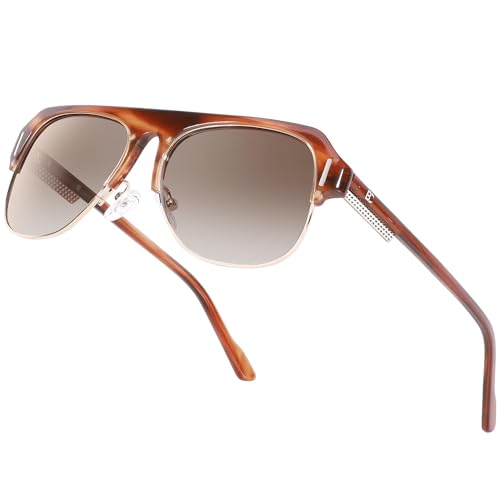 Image of BIRCEN Mens Acetate Polarized Sunglasses: Retro Square Sun Glasses UV400 Protection Anti-Glare Shades for Driving Travel