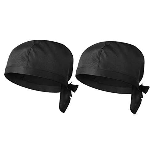 VALICLUD 2Pcs Black Chef Hats Uniform Caps for Catering and Cooking Durable and Comfortable Turbans for Chefs Cooks and Bakers for Daily Wear and Professional Use