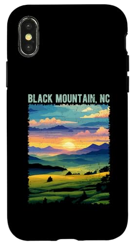 Coque pour iPhone X/XS Black Mountain NC USA Design rétro Motif montagne vieilli