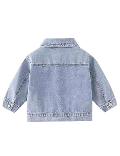 2-8Years Girl Ripped Denim Jacket Classic Jeans Jacket Casual Kids Outerwear Toddler Long Sleeve Loose Jacket Cute2