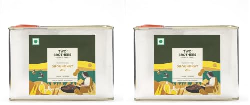 Image of TWO BROTHERS ORGANIC FARMS India's Only Certified Glyphosate Free Groundnut Oil, Made Using Farm Grown Groundnuts|Cold-Pressed And Single-Filtered Oil For Healthier Cooking|Kacchi Ghani /Mara Chekku, Natural And Unrefined 2 Litres Tin Can