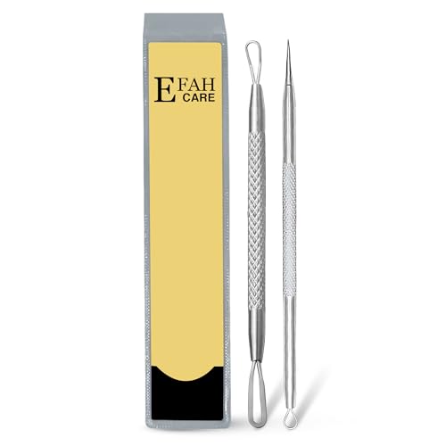EFAH SPORTS EFAH Care 2Pcs Stainless Steel Pimple Extractor Acne Treatment Tool Surgical Blemish Grade Blackhead Remover Perfect for face and Nose Easy to Clean (Pink)
