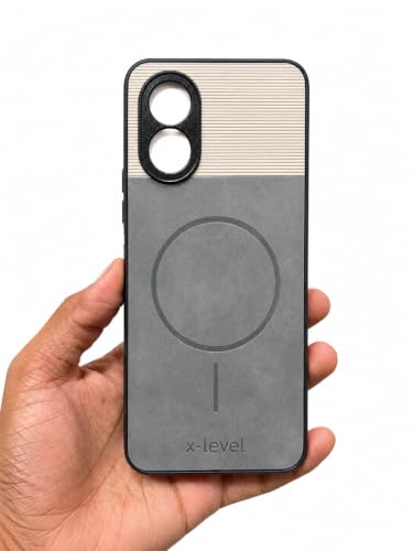 Image of Bintage Dual-Leather 2in1 Phone Case| Soft Touch Finish | Full Camera Protectection Back Cover Compatible for Oppo CPH2591 / Oppo A38 - White & Matelic Grey