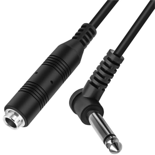 Cable de extensión mono 6,35 mm de ángulo recto macho a hembra para altavoces y guitarras 6
