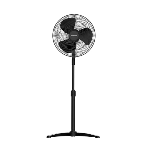 Emerson 16-inch Oscillating Pedestal Fan with Precision 3-Speed Wind Control and Adjustable Tilt and Height, Black