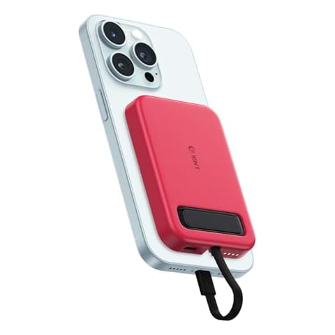 EMNT Mini Magnetic Portable Charger for iPhone with Built in Cable, 5200mAh Ultra-Compact Power Bank Small Battery Pack Compatible with iPhone 14/14 Pro/13/13 Pro Max/12/12 Pro /11/11 Pro/X/XS/8 More Cover