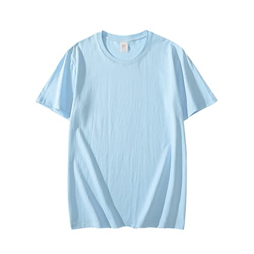 T-shirt en coton bleu clair YIOLEAMP pour homme contre la chaleur estivale L