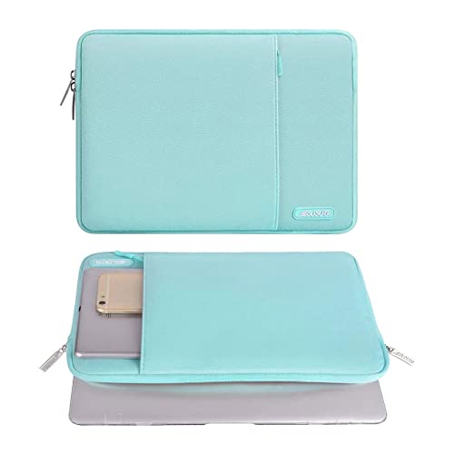 Image of MOSISO Laptop Case 14 inch, 14 inch Laptop Sleeve Compatible with HP Lenovo Dell ASUS Acer, HP Stream, Dell Latitude, Lenovo IdeaPad, Polyester Vertical Computer Sleeve Bag with Pocket, Mint Blue
