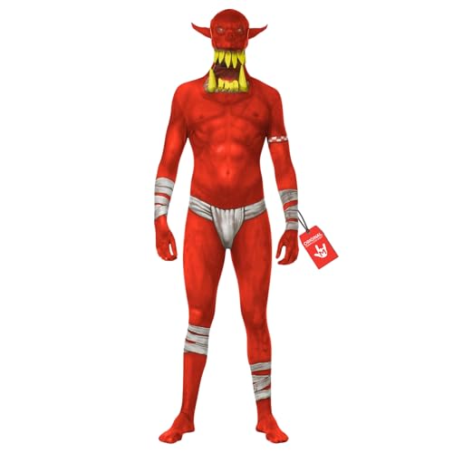 Red Orc Jaw Dropper Morphsuit Monster Fancy Dress Costume -