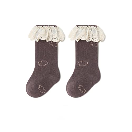 Unisex-Baby Knee High Socks Seamless Cotton 𝚄niform Princess Stockings Toddlers School Leggings (Brown-2, 0-6 Months)