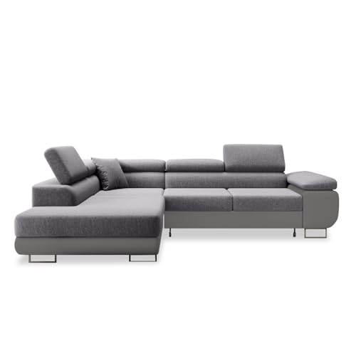 INTENSE DECO Canapé d'angle Gauche Convertible Marius Gris