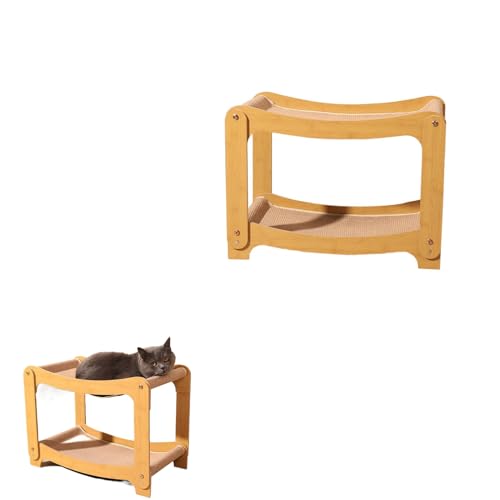 猫用 爪とぎベッド ソファ型 二重構造 ハンモック付き 通気性 木製フレーム 麻布/藤素材 耐摩耗 洗える 猫 ベッド 爪研ぎハウス 小型?大型猫対応 多頭飼い最適 (チューバです,猫掻き板です)