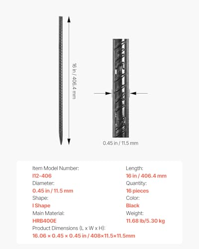 Miniatura 7 de Vevor 16 Pcs Estacas De Refuerzo De 406,4 Mm Resistentes De Acero Galvanizado Recto Con Punta De Cincel Y Revestimiento Resistente A La Oxidación Para Jardinería, Cercas Y Tiendas De Campaña