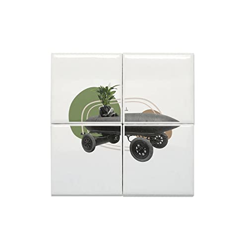 Carreaux céramique décoratif surréalisme voiture missile lot de 4