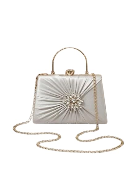 Women?s Stylish Clutch Purse for, Evening Clutch Wallet for Girls & Women MUMBAI HOT WHITE GOLD FLOWER_12-picture-30