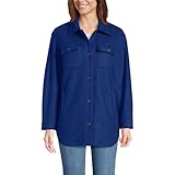 Lands' End Women's Luxe Fleece Shirt Jacket Small Deep Sky Heather