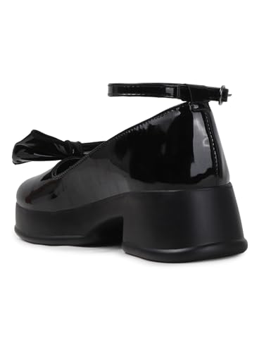 Image of SilverArrow womens Zenvique Stylish Bow Heel Sandals | Comfortable Mary Jane Dress Shoes for Women | Platform Heel Footwear