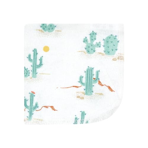 Image of Hudson Baby Unisex Baby Flannel Cotton Poly Washcloths, Desert Cactus 10 Pack, One Size