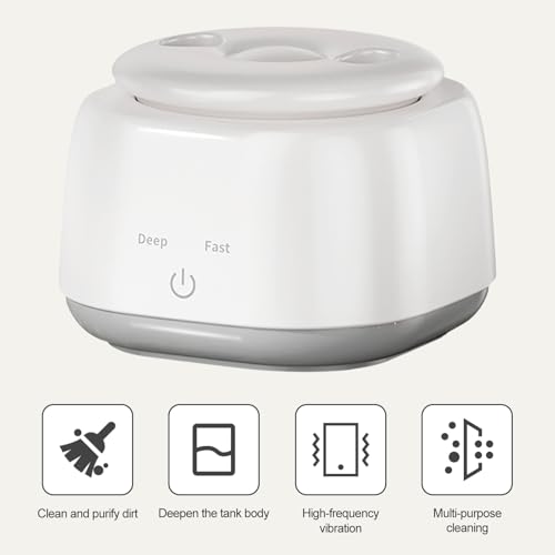 Image of Ultrasonic Retainer Cleaner Machine 48kHz Denture Cleaning Pod, 280ML Dental Deep Cleaning Pod for Dentures, Aligners, Invisalign, Mouth Guards, Night Guards, Jewelry, Toothbrush (White)