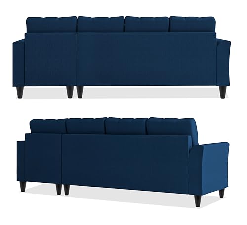 Image of Adorn India Maddox Tufted L Shape 6 Seater Sofa Set RHS (Blue) (3 Year Warranty)