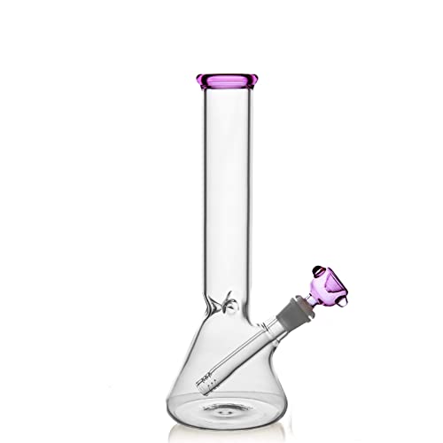Miniatura 6 de 11 Tubo De Agua De Vidrio 14.5mm Vidrio Bong Percolador Filtro Reciclador Con Voz Abajo Y Adaptador De Tazón Rosa