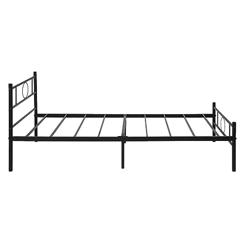 FurnitureR Single bed metal frame Industrial iron bed,metal bed for teenagers/adults, suitable for bedroom, student dormitory and other multiple scenes, with circle-shaped decoration,Black - 9