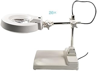 20X Magnifier LED Benchtop Cross Holder Magnifying White Glass Lens Lamp Light