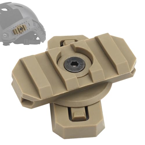 TACWJDM Tactical Rail Mount Adapter, 360° Rotating Helmet Side Rail for Airsoft & Outdoor Gear - 19mm Arc Rail (2 Rails)(Brown)
